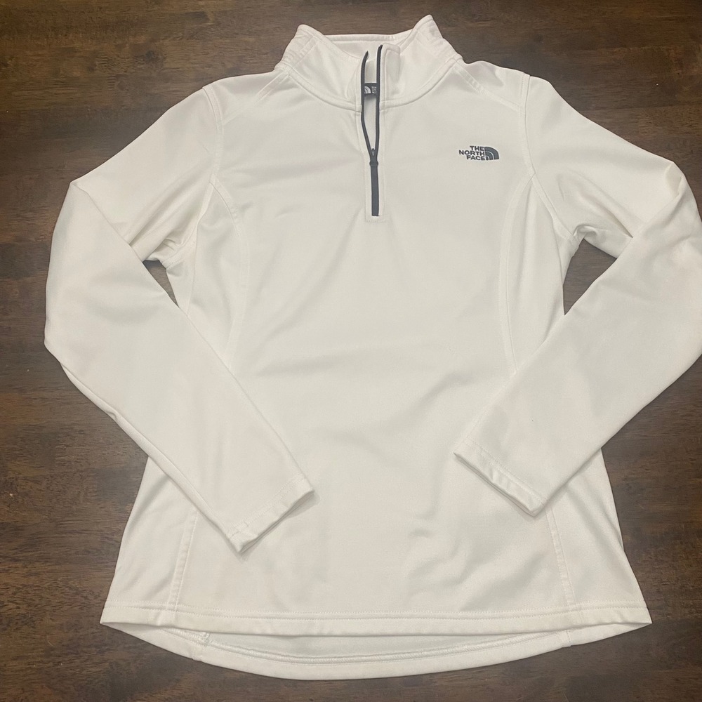 The North Face Womens White Quarter Zip Pullover Jacket Long Sleeve Sz M Leisure